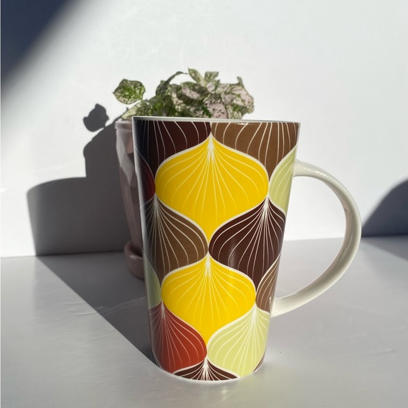 Vintage Teavana Mug Tall 2014 Yellow Brown Ceramic Retro Design Coffee Cup Tea - Picture 4 of 4